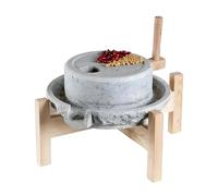 Yinian Domestico Mulino in Pietra,A Secco/A Umido Macinino,Mulino per Cereali,Spice Grinder Manual,Mulino Macinatore per Grano, Fagioli E Orzo (9.8inx13.7in) con Cornice in Legno(Size:35cm)
