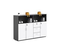 Yinj9562fg Piedistallo Armadietto con cassetti chiusura classificatore basso Organizzatore for ufficio portaoggetti divisorio stampante Stile Industriale(Nero)