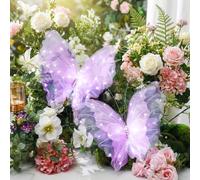 Yinkin 2 pezzi Farfalle decorative giganti a LED 3D da 50,8 cm, per matrimoni, compleanni, feste e baby shower, colore: viola