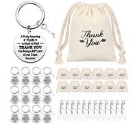 Yinkin 36 regali di apprezzamento per i dipendenti per colleghi, include portachiavi di ringraziamento con coulisse, biglietti di ringraziamento, bianco, circa 3 cm