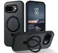 YINLAI Custodia per Google Pixel 9a, compatibile con MagSafe, con supporto, magnetica, con supporto ad anello invisibile, trasparente, opaca, per Google Pixel 9a 5G 6.3", nero