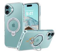 YINLAI Custodia per iPhone 16, con supporto superiore a 360°, compatibile con Magsafe, custodia per iPhone 16, trasparente, magnetica, protezione militare, cover posteriore per iPhone 16 6.1",