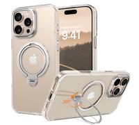 YINLAI Custodia per iPhone 16 Pro Max con anello di supporto a 360°, compatibile con Magsafe, protezione militare magnetica, cover posteriore opaca, per iPhone 16 Pro Max 6.9", trasparente