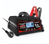 Yinleader - Caricabatterie per auto 30A 12V/24V 15A/10A/5A, caricabatterie intelligente con schermo LCD, caricabatterie per batteria LiFePO4 da 12V - Nero