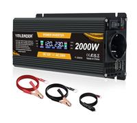 Yinleader Inverter 12 V, 230 V, 1000 W, 2000 W, convertitore di tensione LCD con 2 USB, colore nero