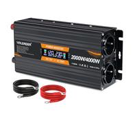 Yinleader Invertitore 12 V 230 V 2000 W con display LCD DC 12 V a 230 V AC potenza di picco inverter con 2 prese UE e porta USB per auto, campeggio, camion/4000 W