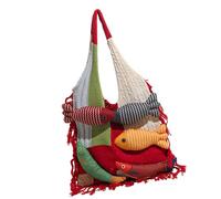 YiNLuax Borsa a maglia oversize con motivo patchwork alla moda borsa multiuso per uso quotidiano libri per laptop cosmetici pratica costruzione in poliestere spaziosa borsa per pendolari patchwork per