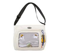 YiNLuax Borsa a tracolla alla moda con simpatica spilla messaggeri, ideale per viaggi, scuola e lavoro, borsa per la spesa, bianco, One Size