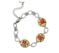 YiNLuax Bracciale rigido in acciaio inox con ciondolo floreale retrò regolabile gioielli vintage ispirato catena da polso accessorio artistico retrò in acciaio inox, Misura unica, come descritto