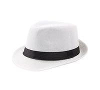 YiNLuax Cappello Fedoras a tesa corta da uomo classico anni '20 cappello vintage da gentiluomo con bande nere 8 solido