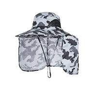 YiNLuax Cappello unisex in rete traspirante a tesa larga con patta per il collo, cappello a doppio scopo, grande cappello da pescatore, cappello da pescatore, cappello da sole regolabile all'aperto