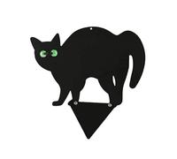 YiNLuax Gatti decorativi in metallo nero per esterni giardino e cortile statua in ferro con occhio riflettente con paletti
