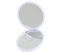 YiNLuax Trucco portatile pieghevole a specchio con doppio vetro laterale piccola borsa rotonda a specchio per viaggi e uso quotidiano, bianco, 7.5*7.5cm