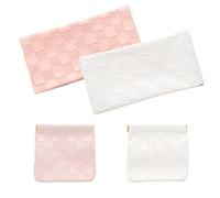 Yinluluna Piccola borsa per il trucco per borsa, borsa per trucco portatile impermeabile, mini borsa cosmetica in pelle per rossetto, da donna, senza cerniera a scacchi, bianco, rosa.