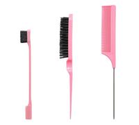 Yinluluna Set di 3 pennelli per capelli lisci con setole per capelli, pettine a coda di topo e pettine per prendere in giro, strumenti per separare, pettinare, levigare o acconciare (rosa)