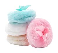 Yinluluna Set di 4 spugnette grandi e soffici, 8,9 cm, soffici, con manico a nastro, lavabili e riutilizzabili, per viso e corpo (bianco, rosa, verde, beige)