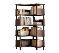 YINMAN Libreria Angolare, Scaffale For La Casa A 4/5/6 Strati, Scaffale For Armadietto Indipendente, Salvaspazio, For Camera Da Letto, Soggiorno, Sala Studio E Ufficio(Brown,5layers)