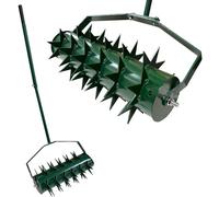 Yinnhom Arieggiatore manuale per prato, arieggiatore a rullo per prato, rullo per prato con manico e chiodi da 5 cm e manico, rullo scarificatore manuale per prato per cortili, prati in giardino