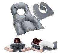 Yinnhom Cuscino a faccia in giù con foro, poggiatesta massaggiante, cuscino per il viso in posizione prona, cuscino massaggiante per il viso in memory foam per lettini da massaggio, saloni, scrivanie