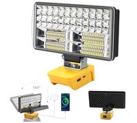 Yinniy Luce compatibile con DeWalt 20V 18V/20V,Luce Di Lavoro A Led Cordless 60W 6000Lm Ricaricabile Torcia Elettrica con Protezione Di Bassa Tensione E Usb,Luce Di Inondazione Alimentata A Batteria