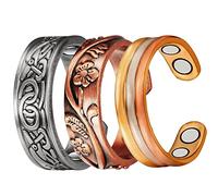 YINOX - Anello in puro rame per artrite 99,9% + anello di sollievo per terapia magnetica da uomo e donna, per terapia magnetica per artrite, tunnel carpale, dita e pollice (lunghezza 57,5 mm)