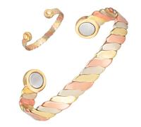 YINOX Bracciale in rame super magnetico da donna, classico indiano intrecciato, con 2 magneti NdFeB oversize e confezione regalo di alta qualità (6,5 pollici)