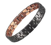 YINOX Bracciale magnetico in rame da uomo Gunmetal con 36 magneti potenti regolabili 21 cm / 12,5 mm