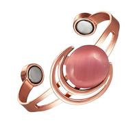 YINOX Bracciale Magnetico per Donna in Rame Puro Super Resistente, Bracciale Cat Eye alla Moda in Rame Puro, 2 Magneti NdFeB Extra Large (D)