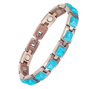 YINOX Magnetic Therapy Artrite Braccialetto di rame per le donne, allevia efficacemente l'artrite e il dolore al polso, intarsiato con turchese turco, combina moda e salute (3500 Gauss) (E)