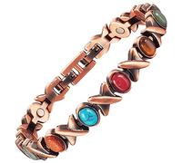 YINOX Magnetic Therapy Artrite Braccialetto di rame per le donne, allevia efficacemente l'artrite e il dolore al polso, intarsiato con turchese turco, combina moda e salute (3500 Gauss) (P)