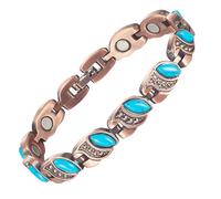 YINOX Magnetic Therapy Artrite Braccialetto di rame per le donne, allevia efficacemente l'artrite e il dolore al polso, intarsiato con turchese turco, combina moda e salute (3500 Gauss) (O)