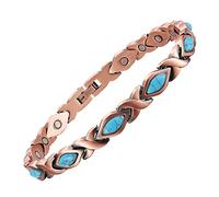 YINOX Magnetic Therapy Artrite Braccialetto di rame per le donne, allevia efficacemente l'artrite e il dolore al polso, intarsiato con turchese turco, combina moda e salute (3500 Gauss) (C)