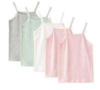 Yintry Confezione da 5 Canottiere per Ragazze Canottiere morbide Senza Maniche per Bambini Canottiere semplici Canotte per Bambini con Schiena Scoperta Balletto Ginnastica Danza