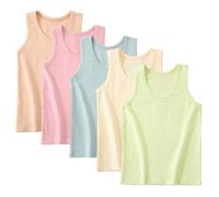 Yintry Confezione da 5 Canottiere per Ragazze Canottiere morbide Senza Maniche per Bambini Canottiere semplici Canotte per Bambini con Schiena Scoperta Balletto Ginnastica Danza