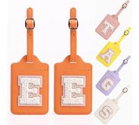 Yintry Etichette per bagagli in pelle PU da 26 lettere Protezione della privacy con carta d'identità con nome Individua rapidamente bagagli, valigie Elementi essenziali da viaggio,Confezione da 2