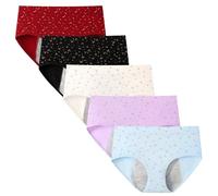 Yintry Intimo mestruale per Donna Mutandine mestruali a Vita Media Slip a Prova di perdite per Flusso Leggero 5 Pezzi (Utilizzare con Tamponi)
