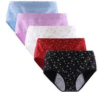 Yintry Intimo mestruale per Donna Mutandine mestruali a Vita Media Slip a Prova di perdite per Flusso Leggero 5 Pezzi (Utilizzare con Tamponi)