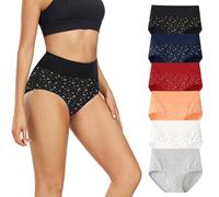 Yintry Intimo per Donna Mutandine a Vita Alta Mutandine di Cotone Elasticizzato Slip di Controllo della Pancia Confezione da 6 Pezzi
