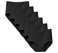 Yintry Intimo per Donna Mutandine a Vita Alta Mutandine di Cotone Elasticizzato Slip di Controllo della Pancia Confezione da 6 Pezzi (XXL, 6Nero)