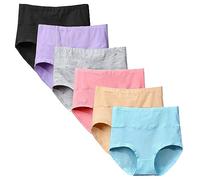 Yintry Intimo per Donna Mutandine a Vita Alta Mutandine di Cotone Elasticizzato Slip di Controllo della Pancia Confezione da 6 Pezzi (S, 6colori)