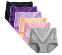 Yintry Intimo per Donna Mutandine a Vita Alta Mutandine di Cotone Elasticizzato Slip di Controllo della Pancia Confezione da 6 Pezzi (L, Stile2)