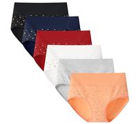 Yintry Intimo per Donna Mutandine a Vita Alta Mutandine di Cotone Elasticizzato Slip di Controllo della Pancia Confezione da 6 Pezzi