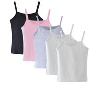 Yintry intry Confezione da 5 Canottiere per Ragazze Canottiere morbide Senza Maniche semplici Canotte per Bambini con Schiena Scoperta