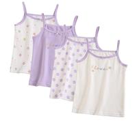 Yintry Magliette Intime Stampate da Ragazza Canotta in Cotone/Canotte per 2-12 Anni Canottiere Elastiche in Confezione da 4