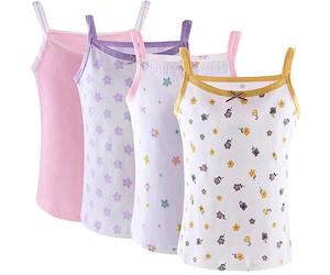Yintry Magliette Intime Stampate da Ragazza Canotta in Cotone/Canotte per 2-12 Anni Canottiere Elastiche in Confezione da 4