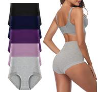 Yintry Mutandine da Donna a Vita Alta con Pizzo Slip Elasticizzati Morbidi e Traspiranti Biancheria Intima a Copertura Totale Controllo della Pancia Mutandine di Cotone Confezione da 5