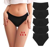 Yintry Mutandine mestruali da Donna con 4 Strati di Protezione a Prova di perdite - Intimo mestruale a Vita Media a Flusso Pesante Slip in Cotone da 5 Pezzi