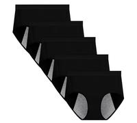 Yintry Mutandine per Il Ciclo mestruale da Donna Intimo a Tenuta stagna in Cotone Pantaloni di Protezione dal Flusso Pesante Slip Traspiranti Confezione da 5 (M, 5Nero)