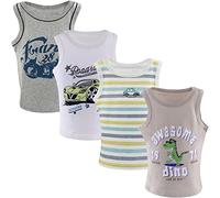 Yintry Ragazzi Girocollo Gilet Intimo, T-Shirt Senza Maniche Traspirante, Canottiere per Bambini in Morbido Cotone, Canottiere per Bambini Bianche o Stampate per 2-10 Anni