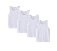 Yintry Ragazzi Girocollo Gilet Intimo, T-Shirt Senza Maniche Traspirante, Canottiere per Bambini in Morbido Cotone, Canottiere per Bambini Bianche o Stampate per 2-10 Anni (7-8 Anni, 4 Bianco)